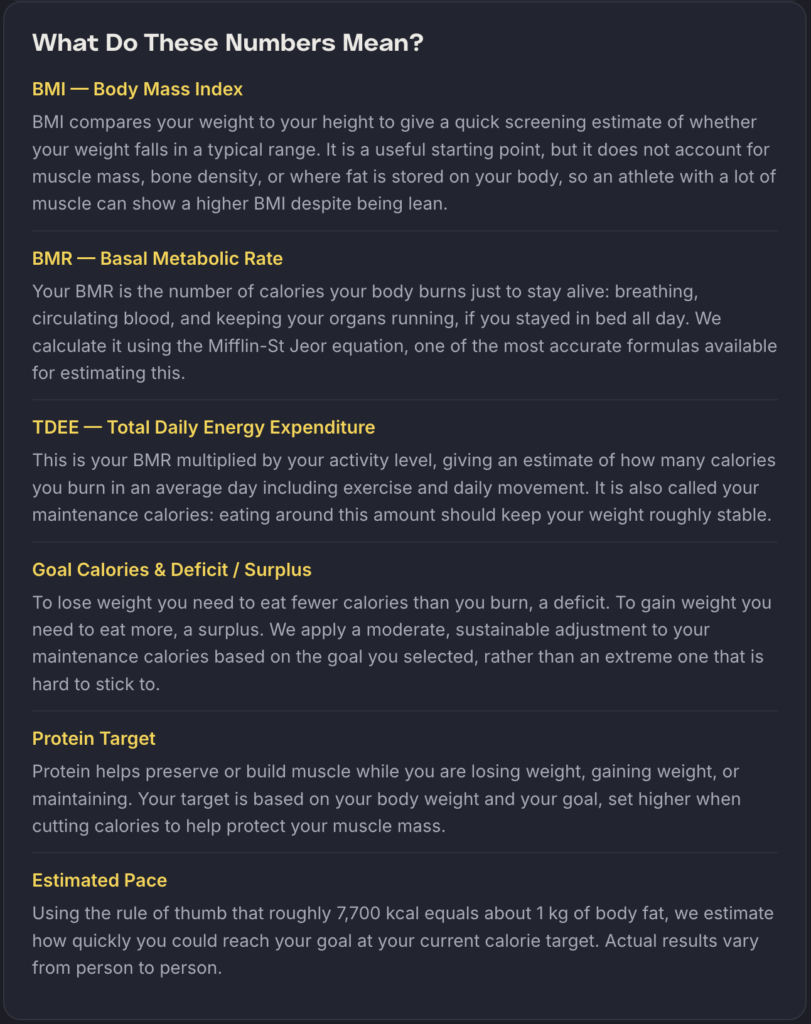 Free BMI and Calorie Calculator | TDEE, BMR and Protein Tool