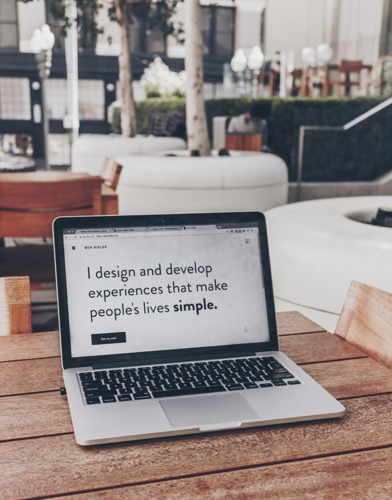 Laptop showing a website landing page design